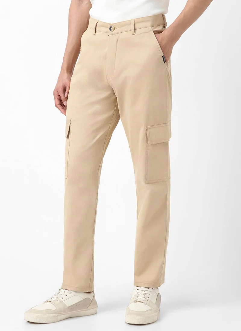 Urbano Fashion  Urbano Fashion Men's Beige Regular Fit Solid Cargo Chino Pant with 6 Pockets Stretchable for Men | Best Price UAE